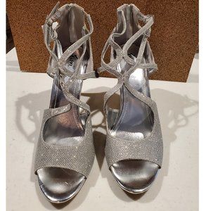 Fioni Silver Strap 4-Inch Heels